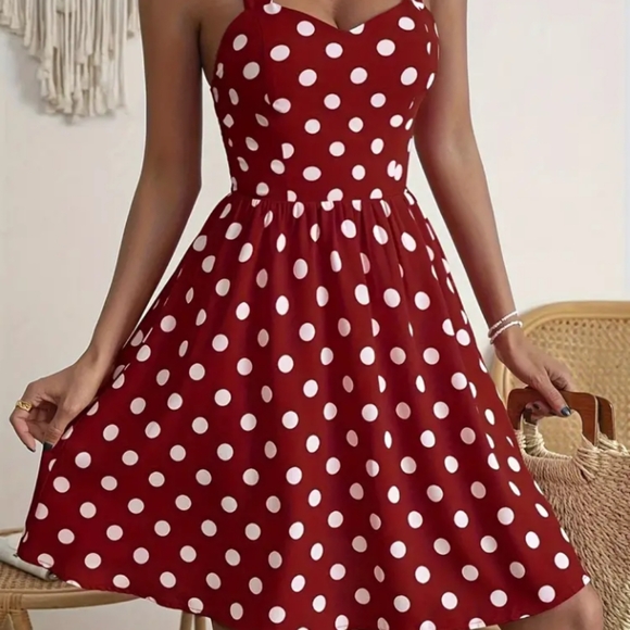 Poka Dot Haulter Neck Dress - Picture 9 of 11
